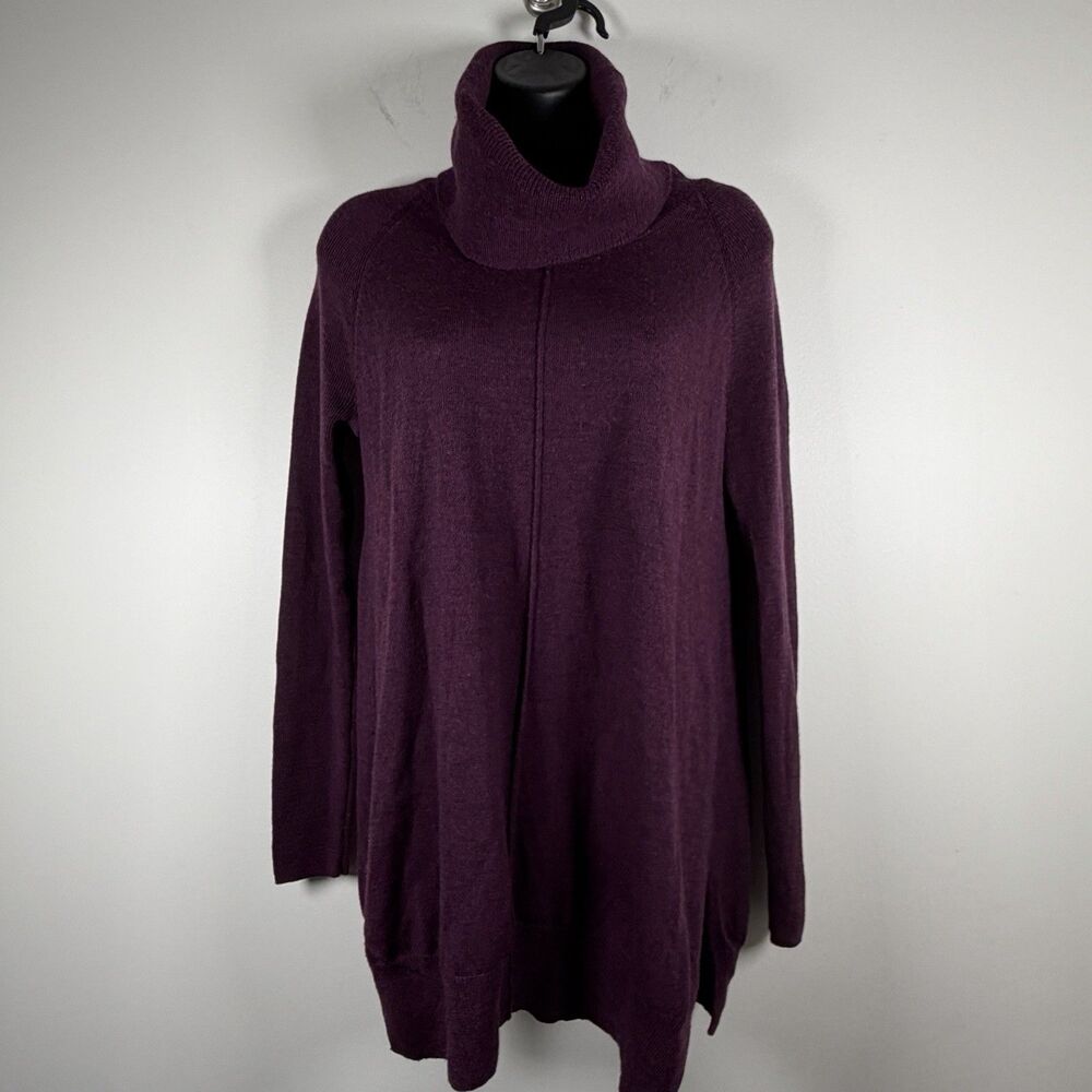 Cynthia Rowley Superfine Merino Wool Cowl Neck Sweater Womens Small Purple
